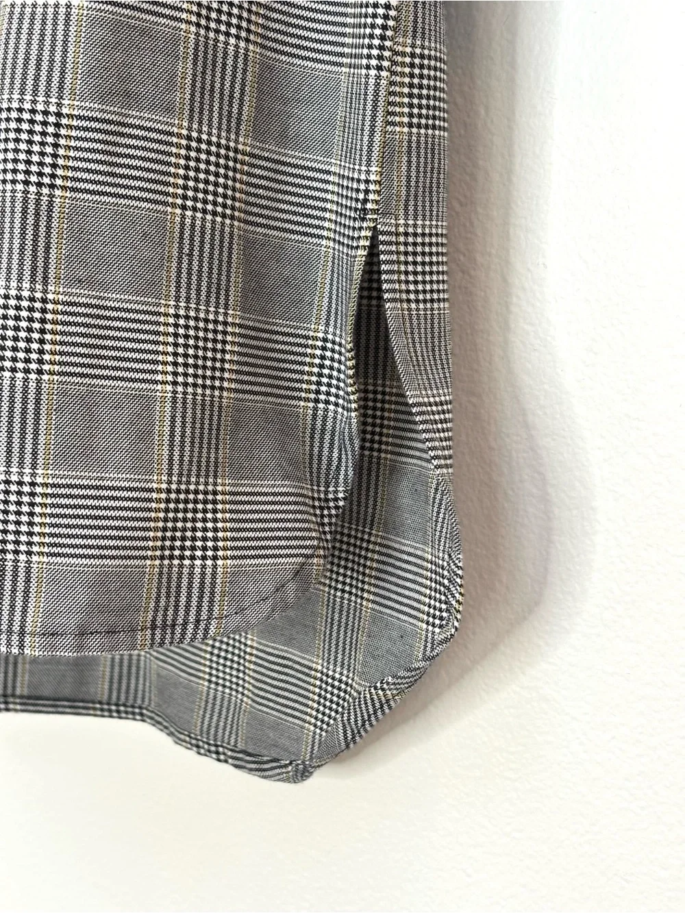 Zara Glen Plaid Ruffle Neck Blouse Size XS Puff Sleeve Cottagecore Black White